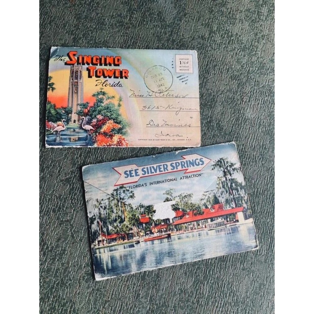 Vintage 1940s Florida Souvenir Postcard Folders Silver Springs Cypress Gardens